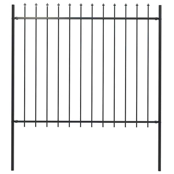 Movisa 59.1 in. steel Garden Fence with Spear Top, Black