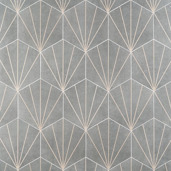 Ivy Hill Tile Klyda Beams Graphite 12.6 in. x 14.5 in. Matte Hexagon Porcelain Floor and Wall Tile (10.51 sq. ft. / Case)