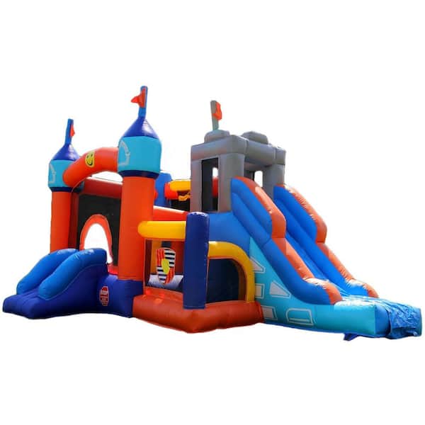1 Pack Bounce House with Slide, Ball Pit, Basketball Hoop, 15.9'x12'x10', 100% PVC, 450lb Limit, 950W Blower