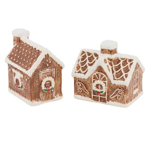 Ceramic Gingerbread House Salt and Pepper Shaker Set in Brown