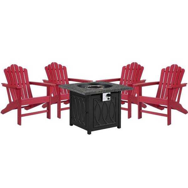 CASAINC Classic 5-Piece Wood Adirondack Patio Conversation Seating