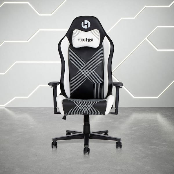 Techni Sport Comfort Edge Faux Leather Reclining Ergonomic Gaming Chair in Black with 3D Adjustable Arms