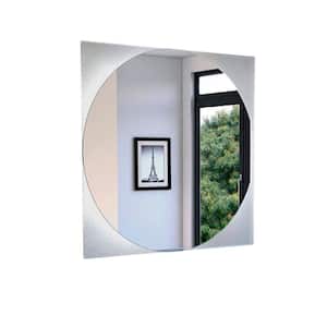 Soleil 23.62 in. W x 23.62 in. H Large Square Frameless Wall Bathroom Vanity Mirror in Silver