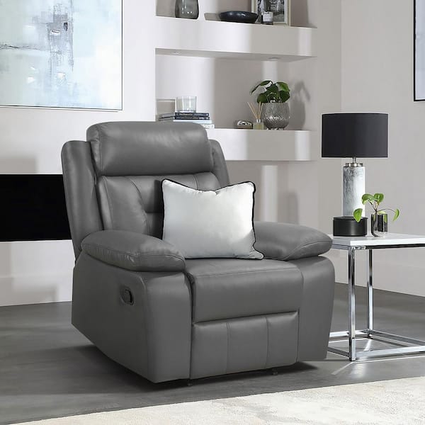 Gray leather recliner chair discount