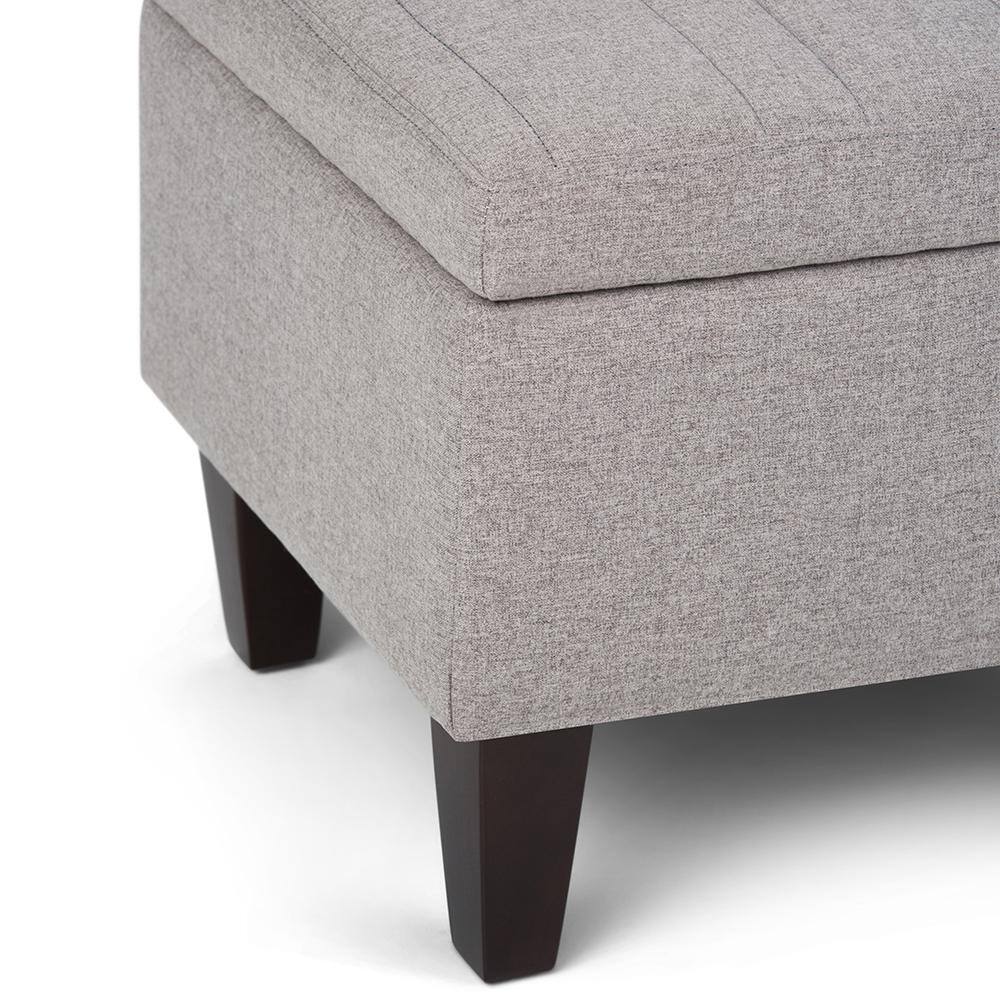 Gray Cloud Linen Rectangular Storage Ottoman with Lift-Up Lid