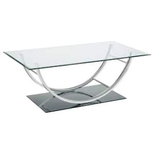 48 in. Chrome Large Rectangle Glass Coffee Table