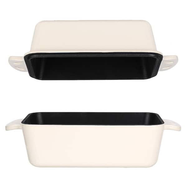 9x5 Enameled Cast Iron Loaf Pan with Lid - 2-in-1 Bread Baking Pan for Sourdough, Meatloaf and More