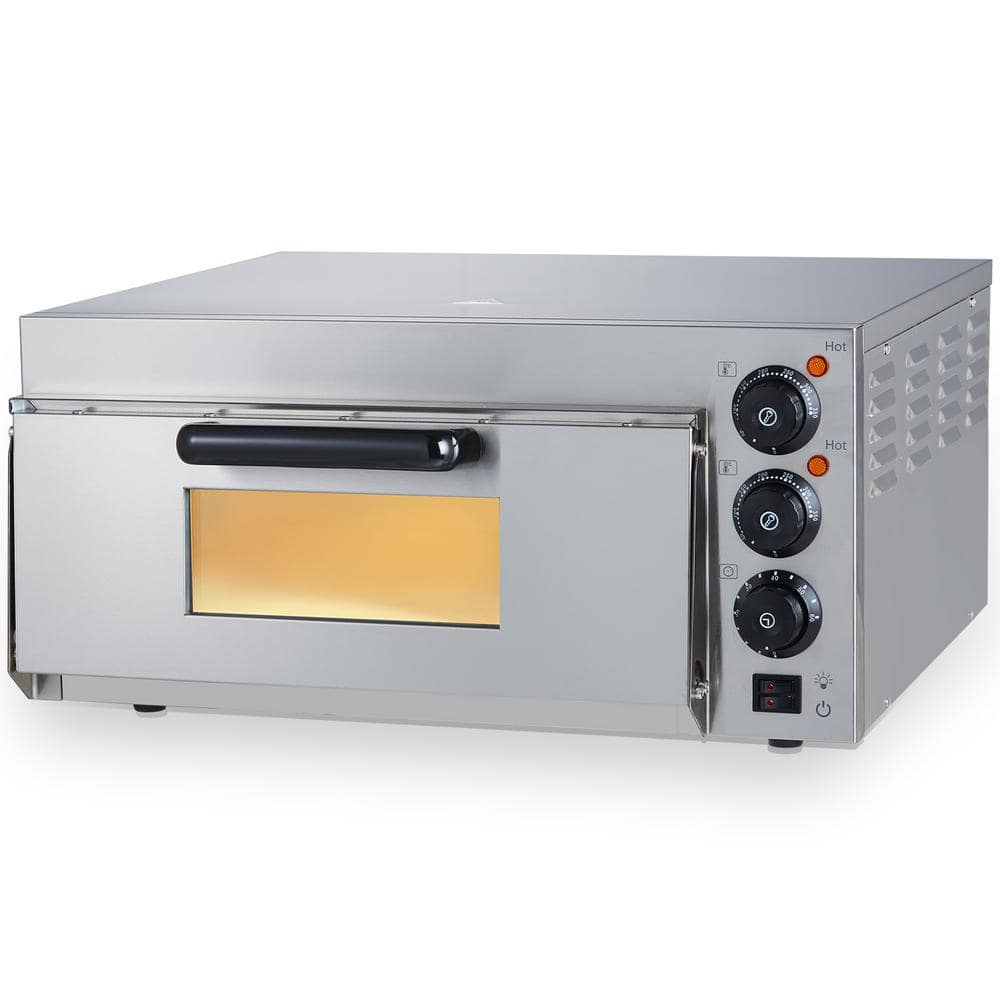 VEVOR Electric Countertop Pizza Oven 16 in. 1700-Watt with Adjustable Temp and Time, Outdoor Pizza Oven, Silver
