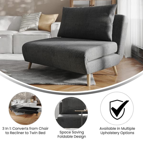 Carnegy Avenue Dark Gray Fabric Tri-Fold Sleeper Side Chair