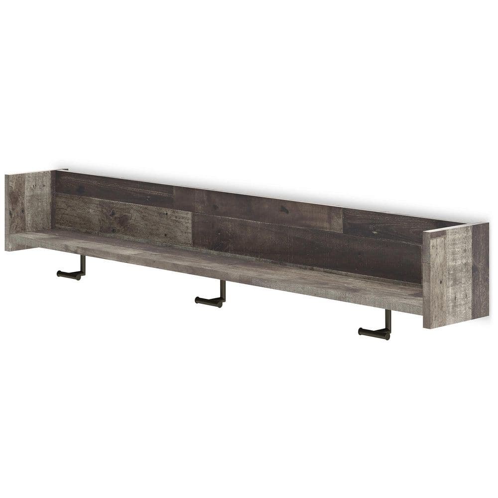 Rustic Black and Gray Wall Mounted Coat Rack with Shelf