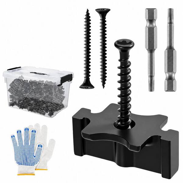 Nylon Black Hidden Fasteners Kit with Stainless Steel Screws, T-Clips for Composite Decking, 1000 pcs
