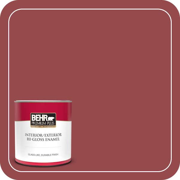 BEHR PREMIUM PLUS 1 qt. #M140-6 Circus Red Hi-Gloss Enamel Interior/Exterior Paint & Primer