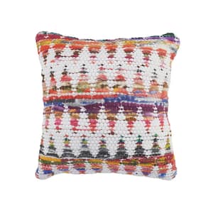 Lucia White/Multicolored Chevron Soft Poly-Fill 20 in. x 20 in. Indoor  Throw Pillow