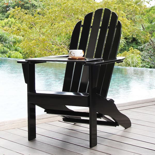 Cambridge Casual Cambridge Casual Moni Mahogany Wood Black Adirondack Chair FREE Tray Table