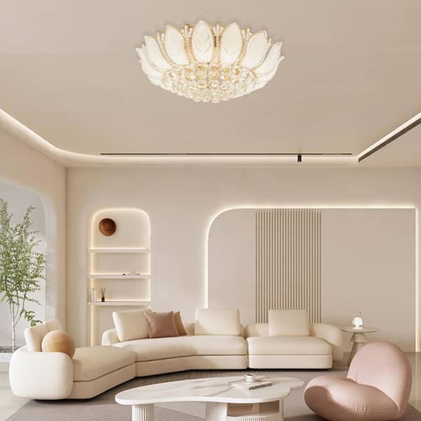 Visions＆Flowers ecomaru OUKANING 23.62 in. 7-Light Modern Gold Lotus Flower Shape