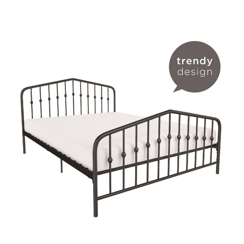 Novogratz Bushwick Queen Black Metal Bed with Round Finials