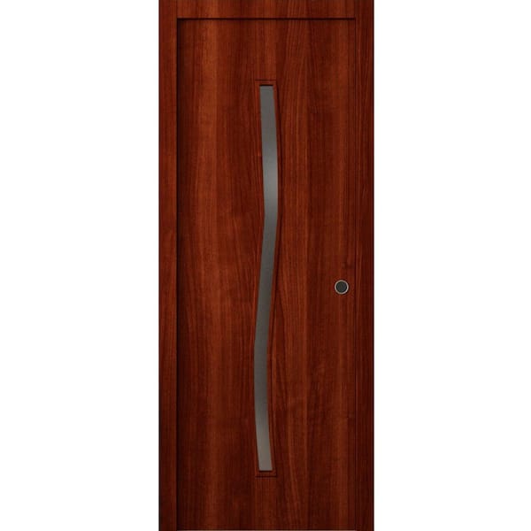 3012 36 in. x 80 in. Sold Core Walnut Franko Color Wood Sliding Door