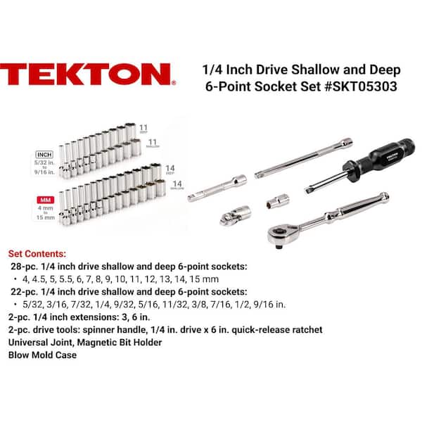 1/4 in. Drive 6-Point Socket and Ratchet Set, 56-Piece (5/32 - 9/16 in. 4 - 15 mm)