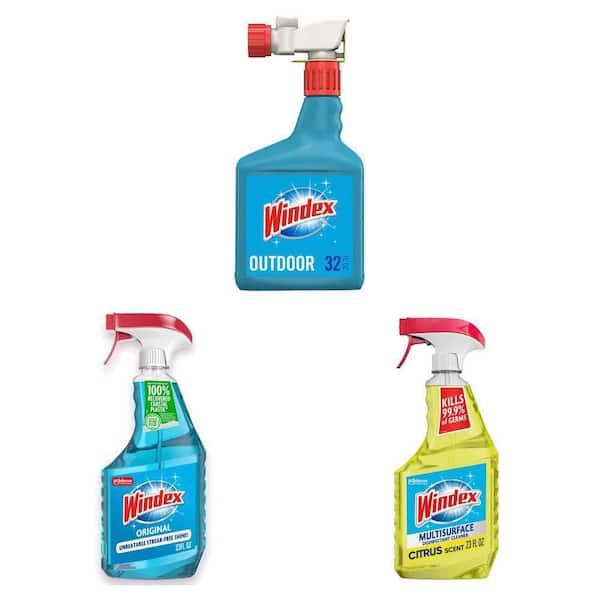 32 fl. oz. Blue Bottle Outdoor Glass Cleaner, 23 fl. oz. Original, and 23 fl. oz. Multi-Surface Disinfectant Combo