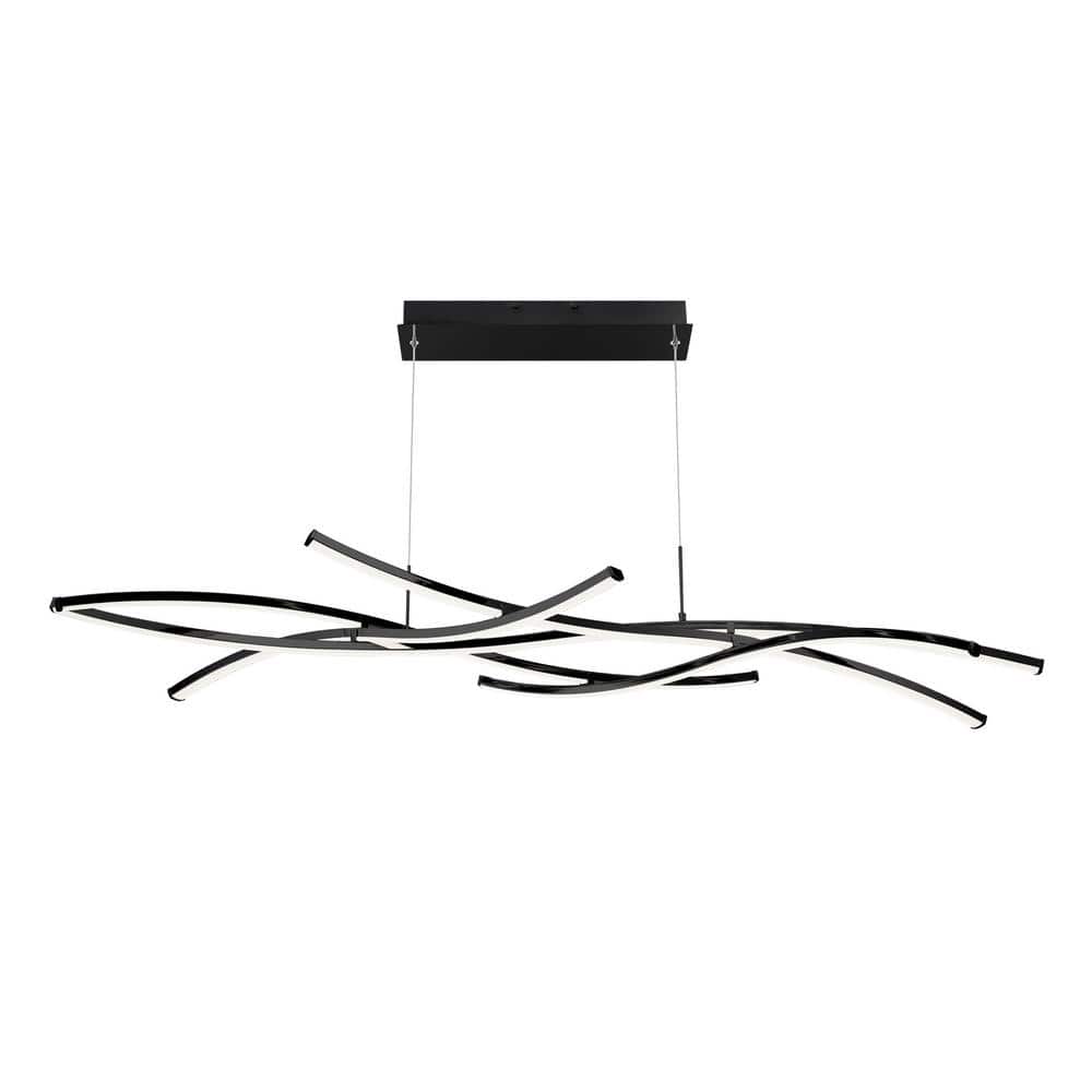Sleek Black Divergence 9-Light LED Modern Linear Chandelier