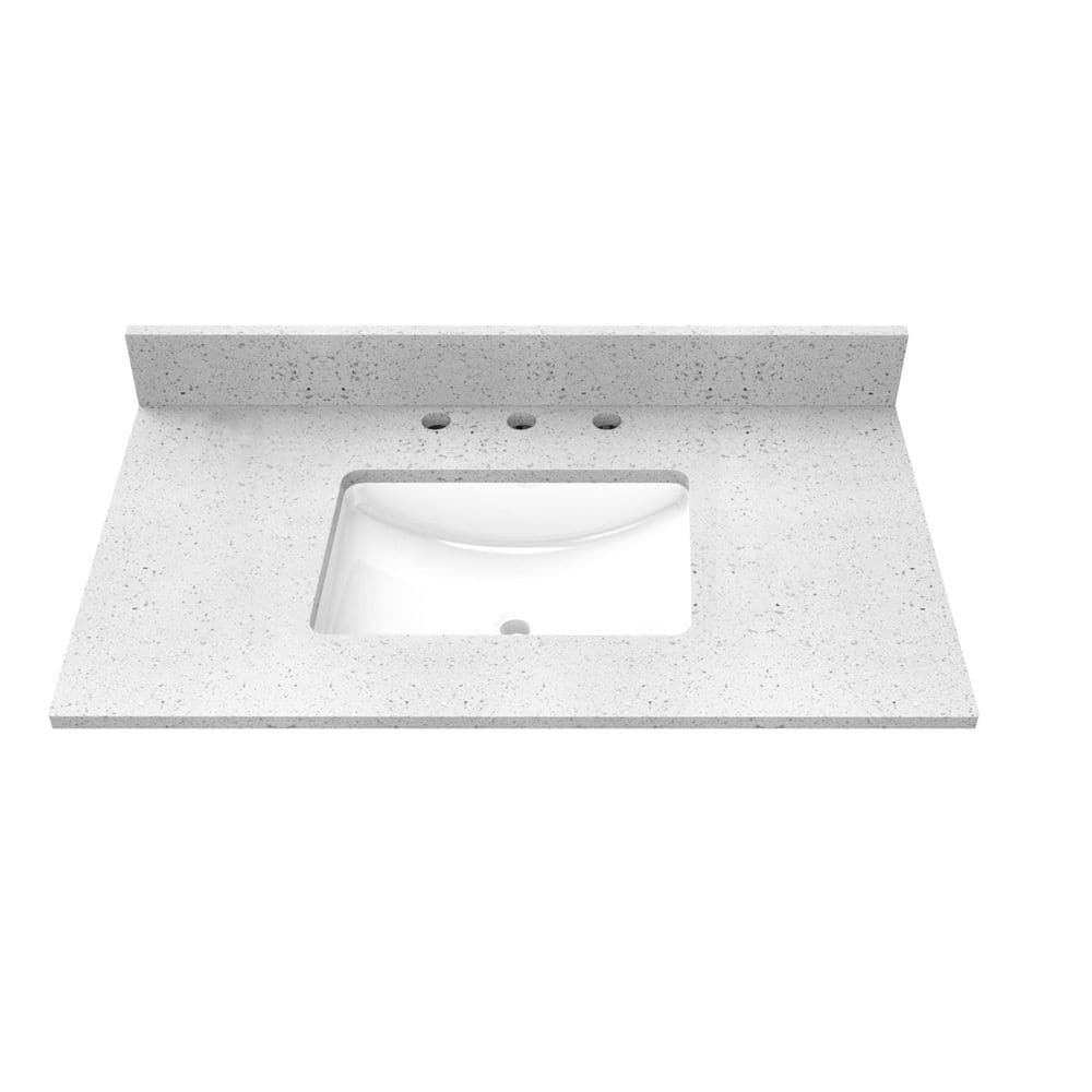 Winette 37 in. W x 22 in. D Engineered Stone Composite Vanity Top in Snow White with White Rectangular Single Sink -  WVTCW37