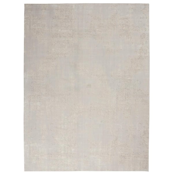 Nourison Silky Textures Ivory/Grey 8 ft. x 11 ft. Abstract Contemporary Area Rug