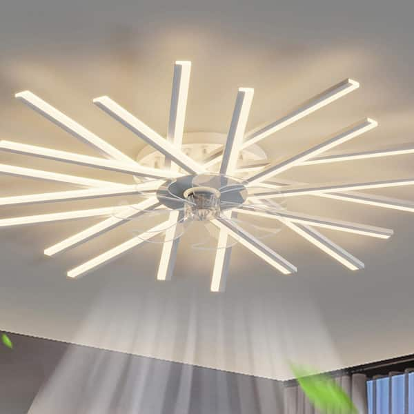 45 in. Smart Indoor White Ceiling Fan with Integrated LED with Remote Control