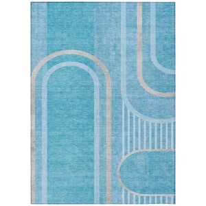 Chantille ACN532 Teal 5 ft. x 7 ft. 6 in. Machine Washable Indoor/Outdoor Geometric Area Rug