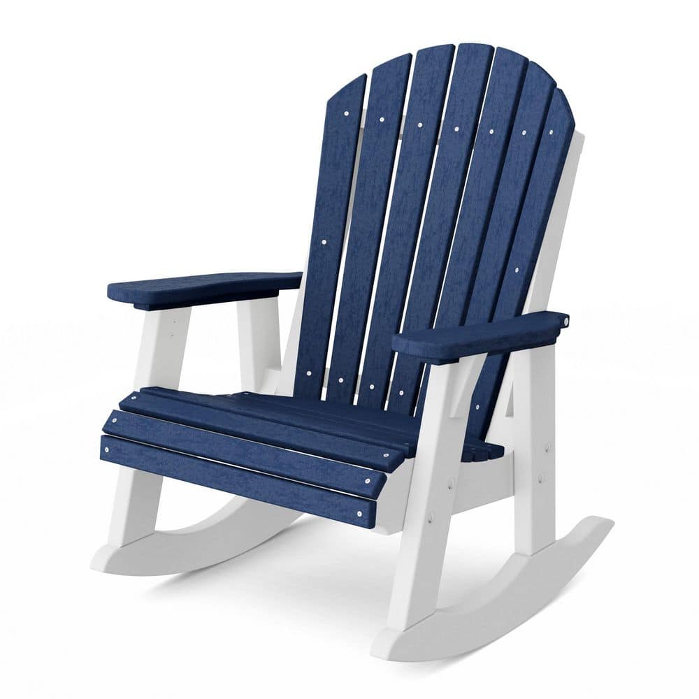 Wildridge Heritage Patriot Blue and White Plastic Adirondack Outdoor ...