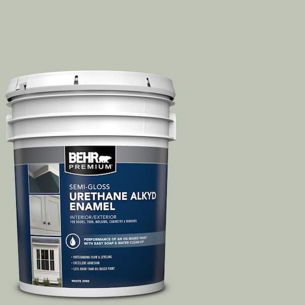 BEHR PREMIUM 5 gal. #PPU11-11 Summer Green Urethane Alkyd Semi-Gloss Enamel Interior/Exterior Paint
