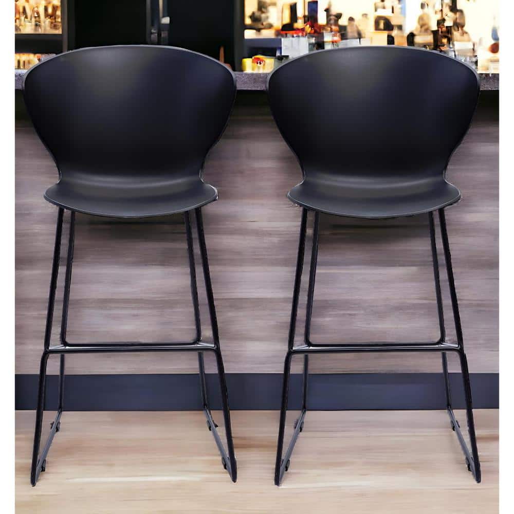 30 in. Black Low Back Metal Bar Chair with Plastic Seat Set of 2 price history on PriceWatchPro
