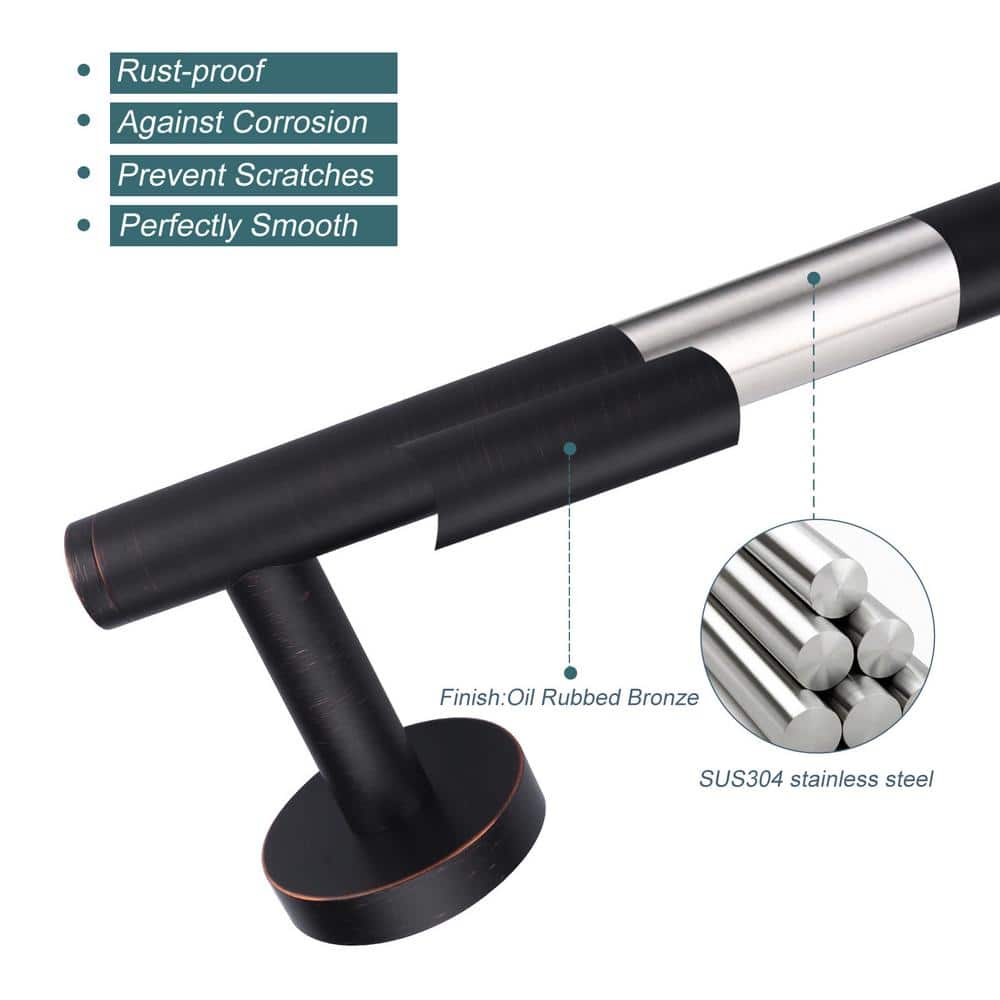 24 Inch Oil Rubbed Bronze Wall Mounted Towel Bar