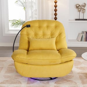 Yellow Voice-controlled 270° Swivel Power Recliner with Bluetooth, USB Ports, Hidden Storage, and Phone Holder