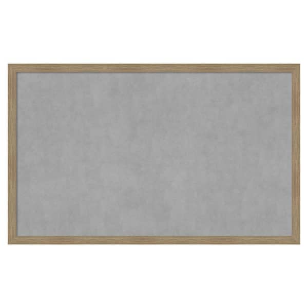 Amanti Art Woodgrain Stripe Mocha 42 in. x 26 in. Framed Magnetic Board