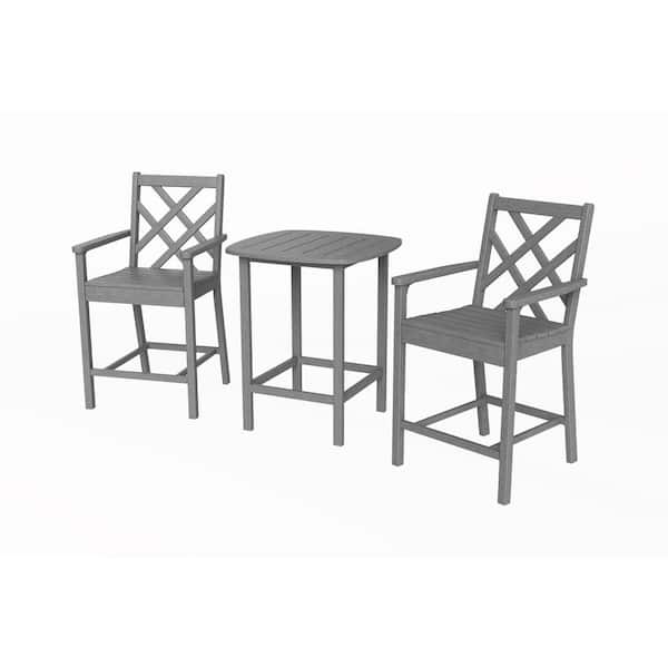 Aclare HDPE Plastic 3pc Bar Set-Gray