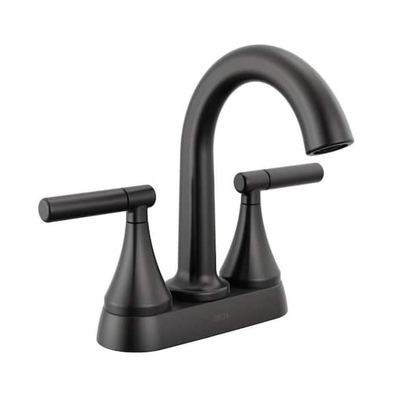 Foundations Design Series Modern 4 in. Centerset Double Handle Bathroom Sink Faucet in Matte Black