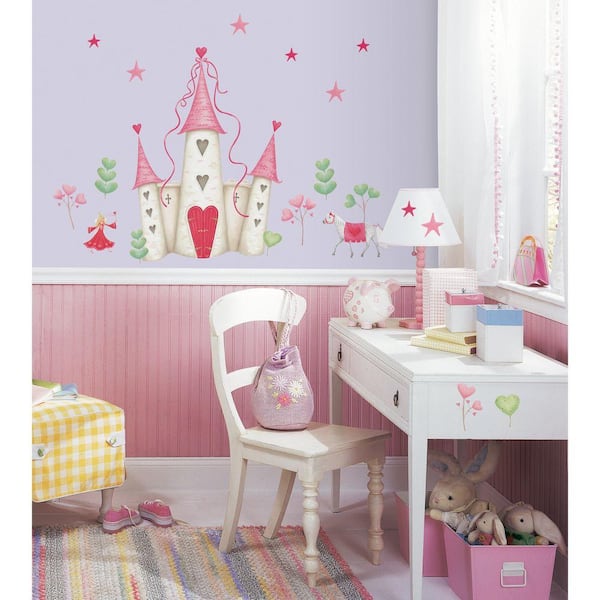 RoomMates 18 in. x 40 in. Princess Castle 21-Piece Peel and Stick Wall Decal