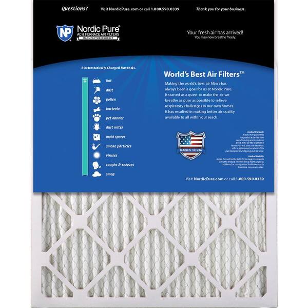 Nordic Pure 16x25x1 MERV 14 Pleated AC Furnace Air Filters 16x25x1M14-6 6 Pack Nordic Pure 16x25x1 MERV 14 Pleated AC Furnace Air Filters 16x25x1M14-6 6 Pack