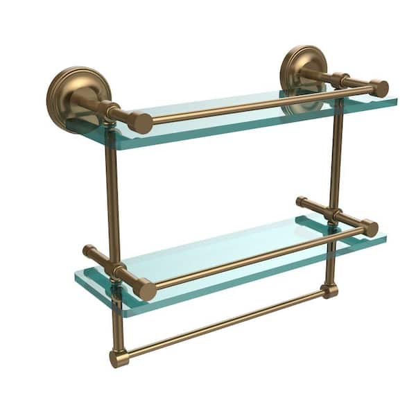 Allied Brass 16 in. L x 12 in. H x in. W 2-Tier Gallery Clear Glass  Bathroom Shelf with Towel Bar in Brushed Bronze PRBP-2TB/16-GAL-BBR The  Home Depot