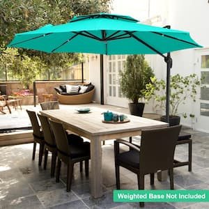 13 ft. Patio Round Umbrella 360-Degree Rotation Cantilever Umbrella with Cover in Peacock Blue