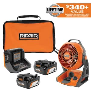 18V (2) 4.0 Ah Batteries and Charger Kit with 18V Hybrid Fan