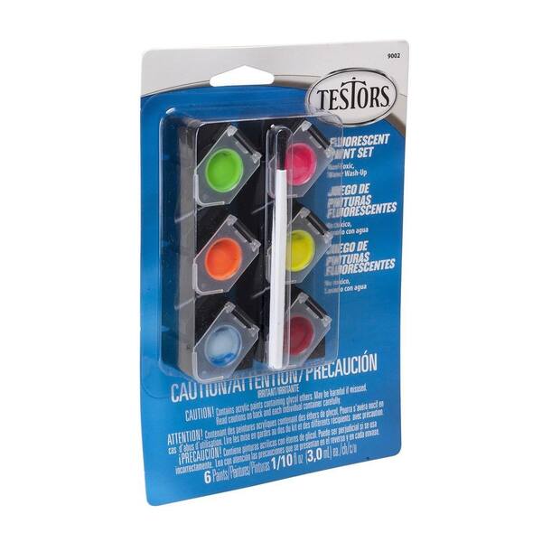 Testors 0.10 oz. 6-Color Fluorescent Acrylic Paint Pod Set (4-Pack)