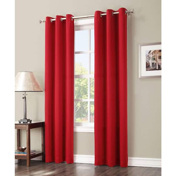 Sun Zero Red Woven Thermal Blackout Curtain - 40 in. W x 63 in. L