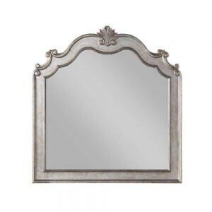 45 in. H x 2 in. W Silver Poly Resin Scalloped Modern Arch Crown Top Wood Frame Mirror