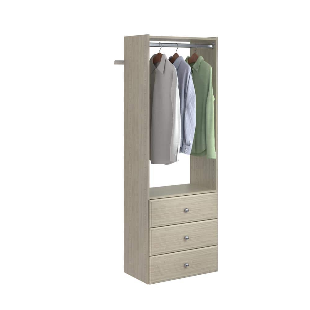 Weathered Gray Adjustable Closet Tower with Drawers