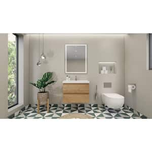 Bohemia 29.4 in. W x 19.75 in. D x 22.5 in. H Bath Vanity in New England Oak with White Acrylic Vanity Top