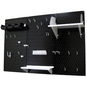 32 in. x 48 in. Metal Pegboard Standard Tool Storage Kit with Black Pegboard and White Peg Accessories