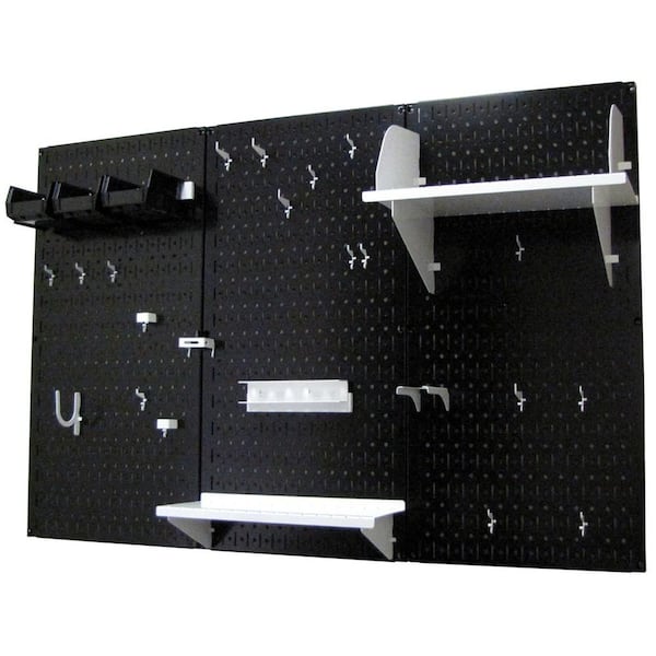 Wall Control 32 in. x 48 in. Metal Pegboard Standard Tool Storage Kit with Black Pegboard and White Peg Accessories