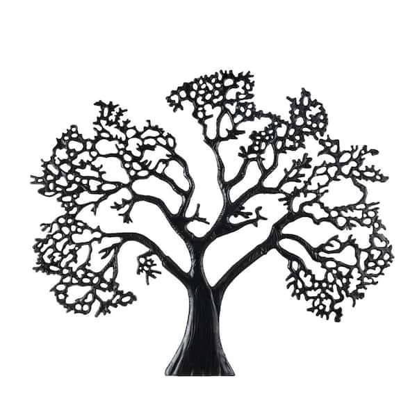 Litton Lane Aluminum Metal Black Large Textured Tree Wall Decor