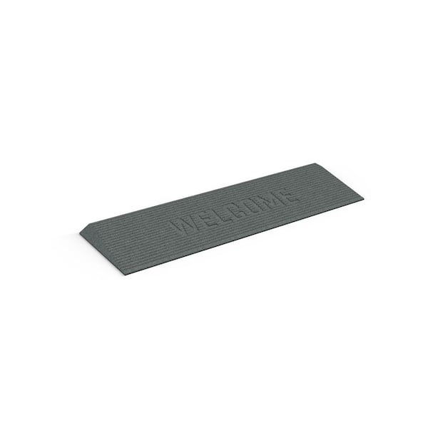 TRANSITIONS Angled Entry Mat, Welcome, Grey, 1.25 in.
